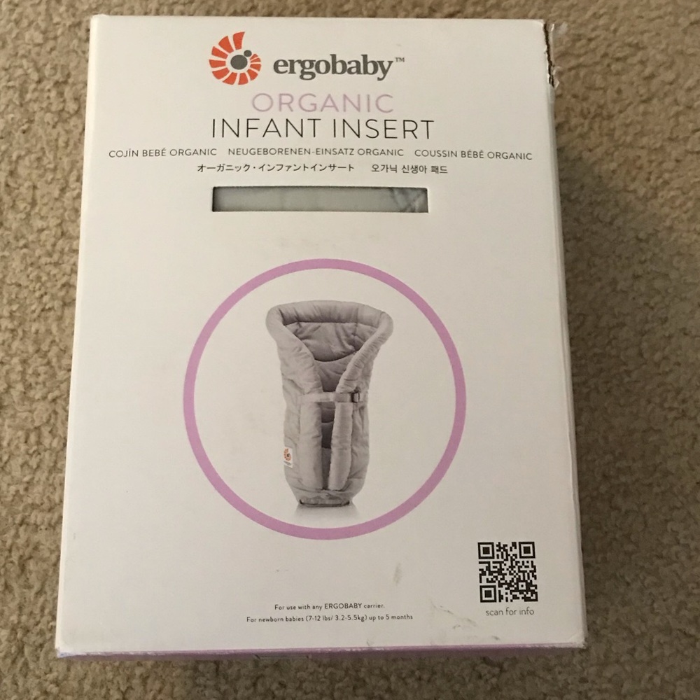 Ergo organic cotton infant insert for ergo carrier